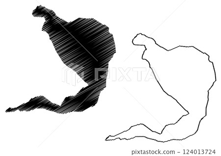 Lake Zarzar (Syrian Arab Republic, Syria) map vector illustration, scribble sketch Zarzar map 124013724