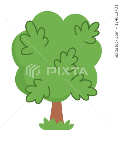 Vector acorn tree icon. Magic object clipart. Woodland fantasy plant. Forest fairy tale illustration isolated on white background 124013731