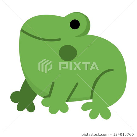 Vector frog icon. Magic creature clipart. Cute green toad character. Woodland fantasy animal. Forest fairy tale illustration isolated on white Vector frog icon. Magic creature clipart. Cute green toad character. Woodland fantasy animal. Forest fairy tale illustration isolated on white 124013760