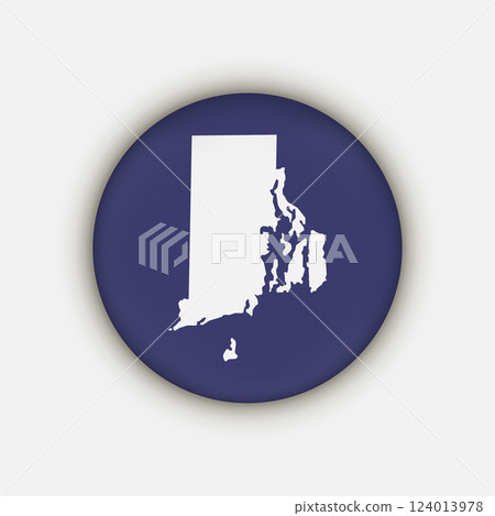 Rhode Island state circle map with shadow. 124013978