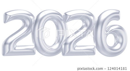 Silver Number For Happy New Year 3D Render 124014181