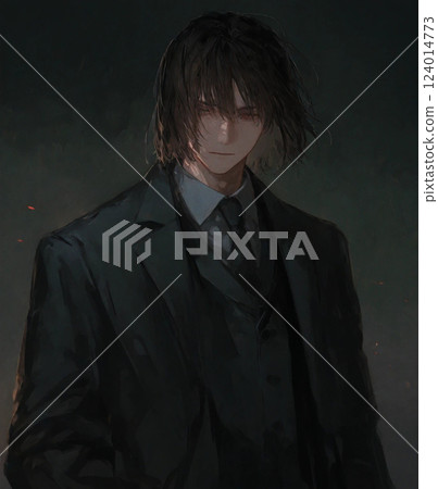 深色背景中穿著發光西服的男子 124014773