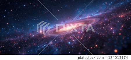 Planets and galaxy, science fiction wallpaper. Beauty of deep space. 124015174
