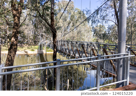The suspension bridges in Bullawah Cultural Trail, Wangaratta Australia represent the coming together between indigenous and non-indigenous people The suspension bridges in Bullawah Cultural Trail, Wangaratta Australia represent the coming together between indigenous and non-indigenous people 124015220