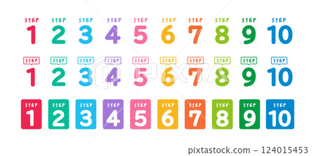 Numbers Steps Icons Hand-drawn Style Set 124015453
