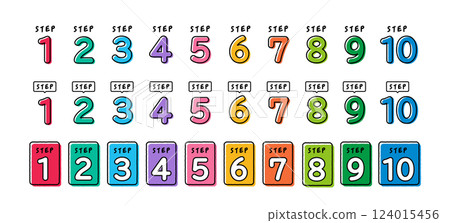 手繪風格數字步驟圖示集 124015456