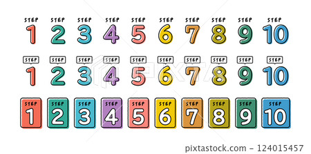 手繪風格數字步驟圖示集 124015457