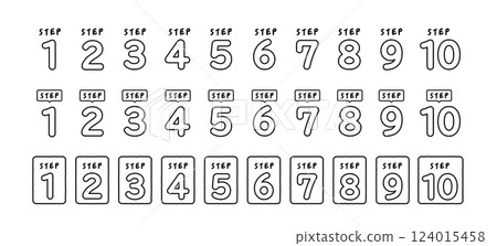 Numbers Steps Icons Hand-drawn Style Set 124015458