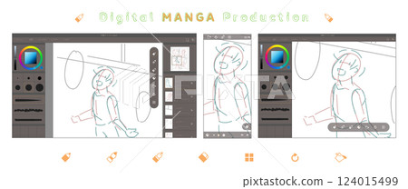 Manga and illustration production screen style illustration (rough version) 124015499