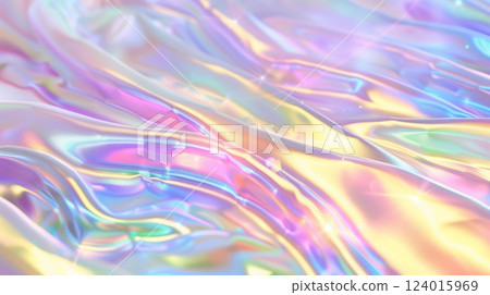 Flowing silk in a holographic world of light and color 124015969