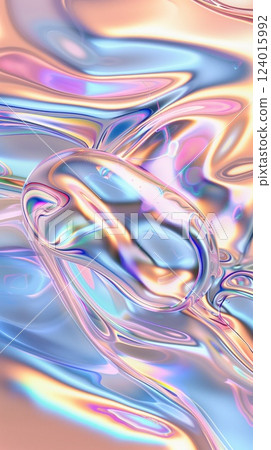 Swirling holographic textures with pastel iridescent loops Swirling holographic textures with pastel iridescent loops 124015992