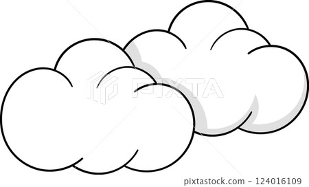 Minimalist Cloud Illustration with Simple Black Outline and Soft Shadows Minimalist Cloud Illustration with Simple Black Outline and Soft Shadows 124016109