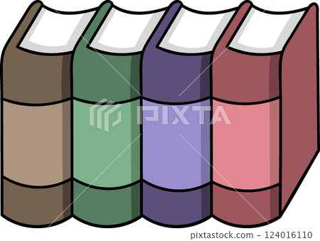 Neatly Arranged Colorful Books Illustration in Cartoon Style for Education and Library Concepts 124016110