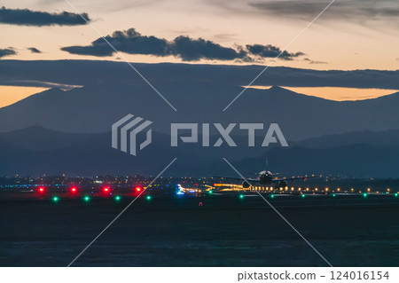 Fantastic sunset sky and airport 124016154