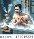 A man suffers from heat shock in the bath. 124016224
