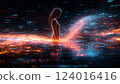 象徵未來的女人的電子剪影 124016416