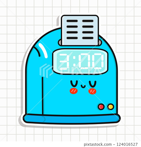 Cute Punch Clock Character. Smiling Time Recorder with a Friendly Expression. 124016527
