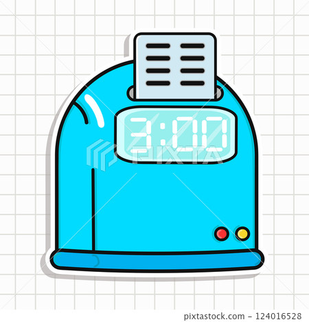 Cute Punch Clock Sticker. Cartoon Time Clock Character Cute Punch Clock Sticker. Cartoon Time Clock Character 124016528