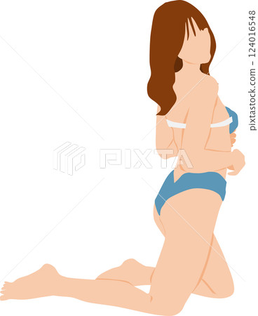 Illustration of a woman in a swimsuit posing Illustration of a woman in a swimsuit posing 124016548