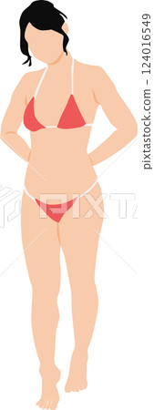 Illustration of a woman in a swimsuit posing Illustration of a woman in a swimsuit posing 124016549