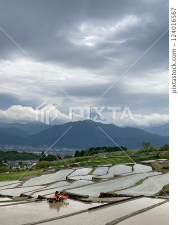 Rice terraces in Nakano, Minami-Alps City, during rice planting season 124016567