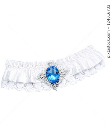 bridal garter made from ivory satin with lace details, adorned with a small blue crystal charm for the 'something blue' bridal garter made from ivory satin with lace details, adorned with a small blue crystal charm for the 'something blue' 124016732