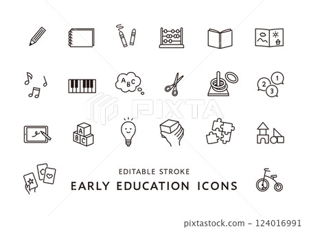 Early childhood education icon set (monochrome) 124016991
