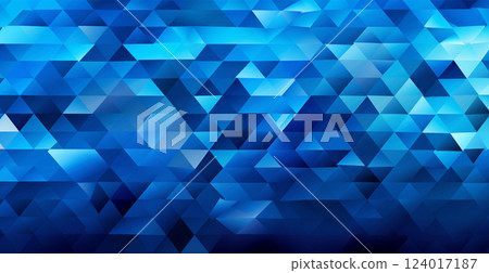 Modern and abstract blue triangles with grungy texture, panoramic background - AI generated image Modern and abstract blue triangles with grungy texture, panoramic background - AI generated image 124017187