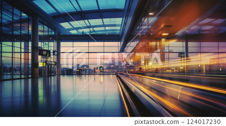 Airport building, international terminal, blurred background - AI generated image 124017230