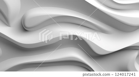 White volumetric abstract background curved lines and shapes - AI generated image 124017241