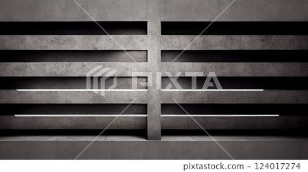 Gray rough concrete stone texture grunge rough wall panoramic background - AI generated image 124017274