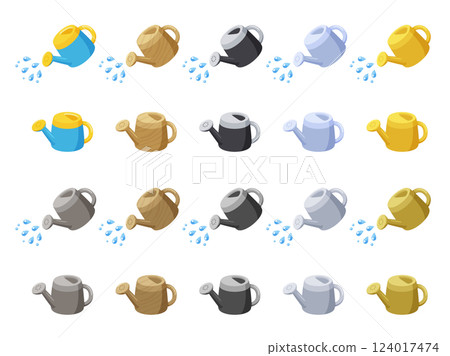 Evolving watering can illustration material set 124017474