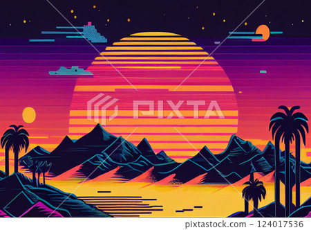 Stylish vintage old bright 90s background - AI generated image 124017536