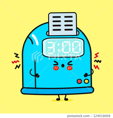 Cute Cartoon Punch Clock. Kawaii Time Clock Character Illustration. 124018008