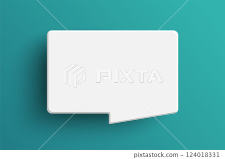 White rectangle speech bubble on green background White rectangle speech bubble on green background 124018331