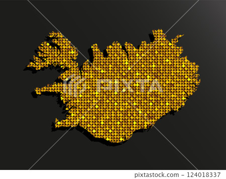 Map Iceland from gold sequin, glitter, sparkle Map Iceland from gold sequin, glitter, sparkle 124018337