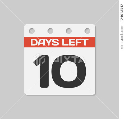 Countdown daily page calendar icon - 10 days left Countdown daily page calendar icon - 10 days left 124018342