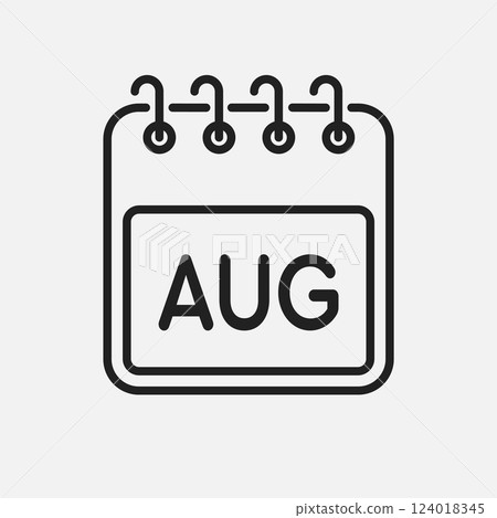 Vector template icon calendar, month August Vector template icon calendar, month August 124018345