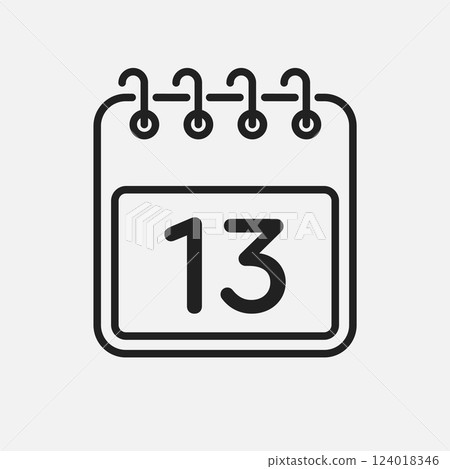 Vector icon page calendar - day 13 Vector icon page calendar - day 13 124018346