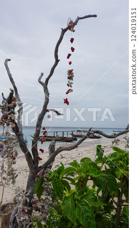 Fisherman boat on beach Gili island, Trawangan, Indonesia 124019151