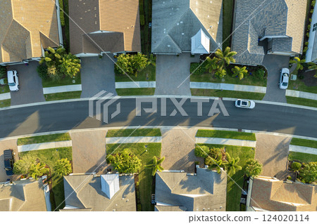 Wealthy neighborhood with expensive houses in southern Florida. Development of US premium housing market 124020114