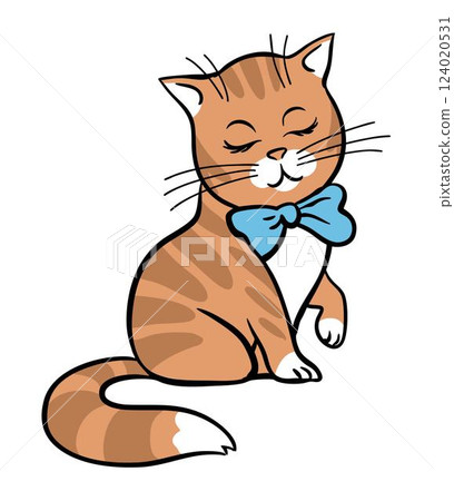 Cute cat with a bow on her neck 124020531