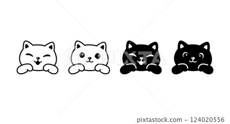 cat vector kitten calico smiling face icon logo symbol pet cartoon character illustration doodle design isolated clip art 124020556