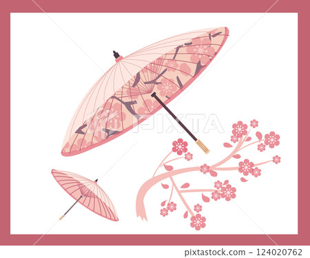 Japanese umbrella, pink parasol 124020762