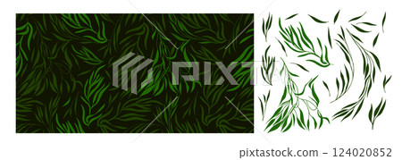Seamless background green leaves. hand drawing. Not AI, Vector illustration Seamless background green leaves. hand drawing. Not AI, Vector illustration 124020852