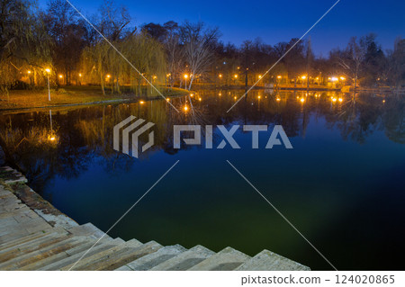 Night lake in Carol Park. Bucharest, Romania. Night lake in Carol Park. Bucharest, Romania. 124020865
