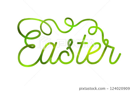 Happy Easter calligraphy lettering . Happy Easter text banner. hand drawn. Not AI, Vector illustration 124020909
