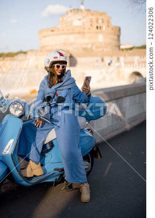 Stylish Traveler Taking Selfie in Rome Stylish Traveler Taking Selfie in Rome 124022306