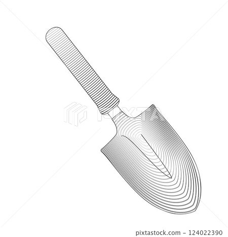 Hand garden trowel black and white vector illustration 124022390