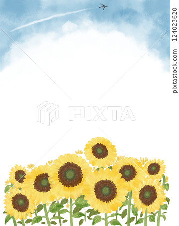 向日葵、白雲和飛機 - 花框材料 向日葵、白雲和飛機 - 花框材料 124023620